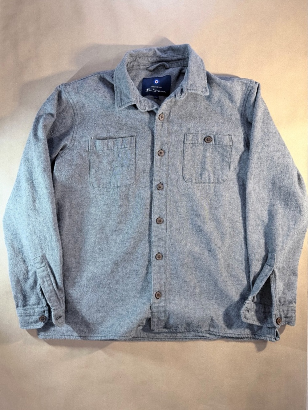 Ben Sherman Long‑Sleeve Button‑Up Shirt Men’s L – Heather Gray 100% Cotton